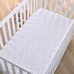 Disney Minnie Mouse Lovely Little Lady Pink and White Minnie Icon and Polka Dot Fitted Crib Sheet