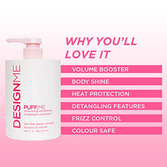 DESIGNME PUFF.ME Volumizing Conditioner | Paraben & Sulfate-Free Hydrating Conditioner | Colour-safe Conditioner for Volume Boost, 1L