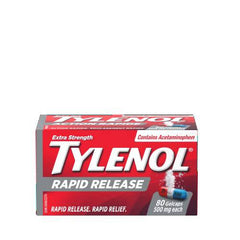 Tylenol Rapid Release for Headache Pain Relief, Fever, 500 mg Acetaminophen, 80 Gelcaps