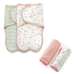 Ingenuity Farewell Fuss™ Adjustable Easy-Wrap Baby Swaddle 2 Pack - Posy™ & Comfy Bundle™ 2-Pack Multi-Use Swaddle Blanket Set - Posy™