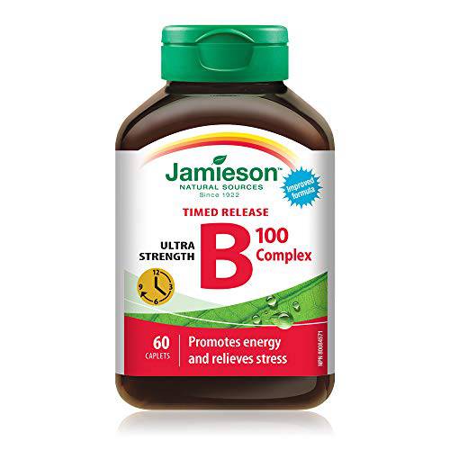 Jamieson B100 Complex Ultra Strength Timed Release - 60 Caplets, Non-GMO, Gluten-Free