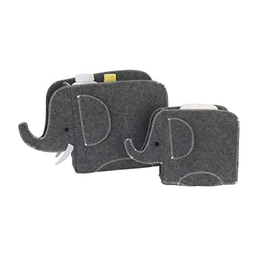 Little Love by NoJo Grey Felt Elephant Shaped Nursery Storage Caddys, Grey, Grey Elephant (3038362)