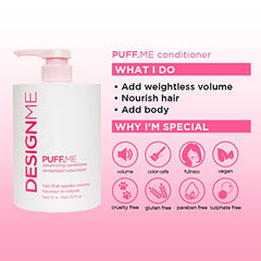 DESIGNME PUFF.ME Volumizing Conditioner | Paraben & Sulfate-Free Hydrating Conditioner | Colour-safe Conditioner for Volume Boost, 1L