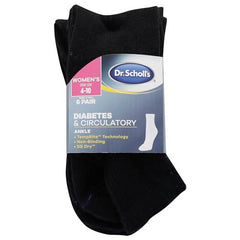 Dr. Scholl's Women's Diabetes & Circulator Socks - 4 & 6 Pair Packs - Non-binding Comfort and Moisture Management, Black, 4-10