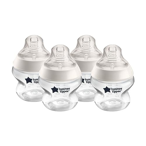 Tommee Tippee Closer to Nature  Baby Bottle, Anti-Colic Valve, Breast-like Nipple for Natural Latch, BPA-Free  - Slow Flow, 5 Ounce, 4 Count