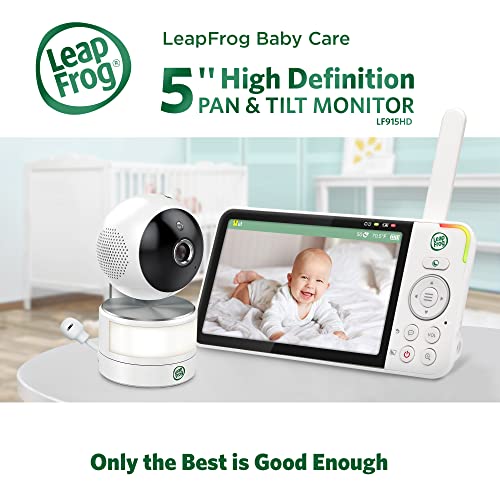 LeapFrog LF915HD - Video Baby Monitor with 5” High Definition 720p Display, 360 Degree Panoramic Viewing Pan & Tilt HD Camera, Color Night Vision, (White), One Size