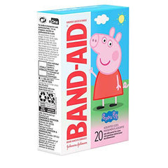 Band-Aid Brand Adhesive Bandages Peppa Pig - Self Adhesive Wound Care Skin Dressing - Assorted Sizes, 20 Count - Zecoya