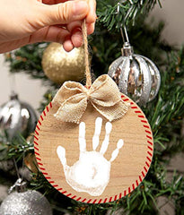 Pearhead Baby Handprint DIY Rustic Christmas Ornament and Paint, Baby Holiday Ornament, Baby's First Christmas Decorations, Christmas Tree Ornaments