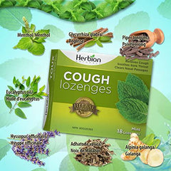 Herbion Natural Cough Lozenges To Relief Pain and Sore Throat Mint Flavour, 18 Count