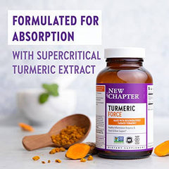 New Chapter Turmeric Supplement, One Daily, Joint Pain Relief + Supercritical Organic Turmeric, Black Pepper Not Needed, Non-GMO, Gluten Free – 120 Count (4 Month Supply)