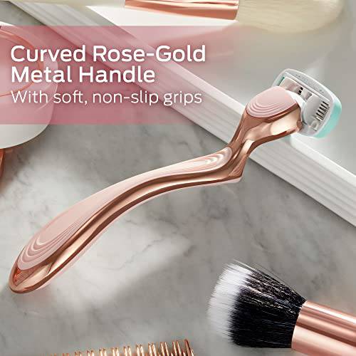 Hydro Silk Rose Gold Metal Handle Women's Razor and 2 Refills - Zecoya