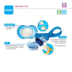 MAM Pacifier Clips,Baby Pacifier Clip, Trends' Design Collection, Boy, (1-count)