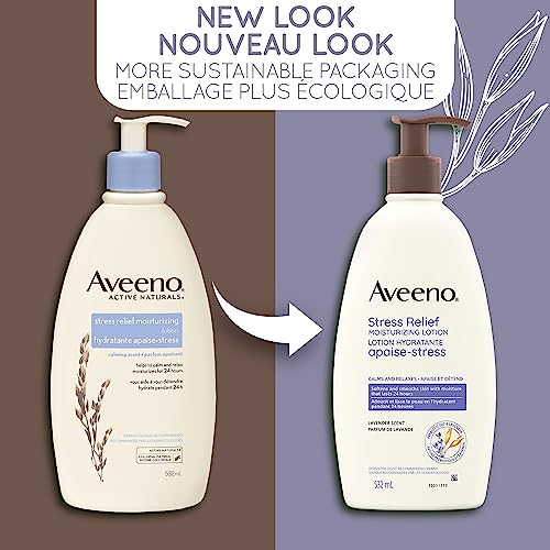 Aveeno Stress Relief Moisturizing Body Lotion with Ylang Ylang and Lavender, Dry and Sensitive Skin Moisturizer, 532 ML