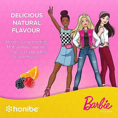 Honibe Kids Multivitamin Gummies Plus Immune Boost | Barbie | Honey-Based Vitamins Made in Canada | Children's Chewable Gummy Vitamins | Kids Zinc Vitamin Gummy Bees | 60 gummies