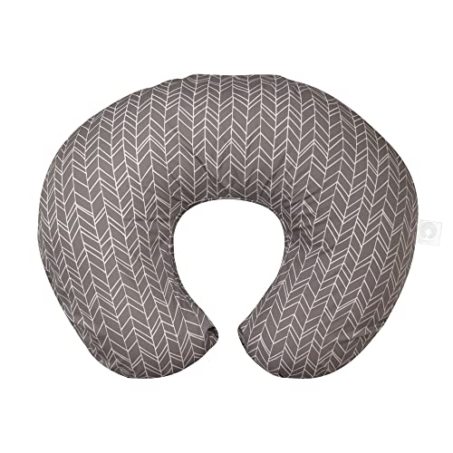 Boppy Nursing Pillow Original Support, Gray Chevron Stripe, Ergonomic Nursing Essentials for Bottle and Breastfeeding, Firm Fiber Fill, with Removable Nursing Pillow Cover, Machine Washable