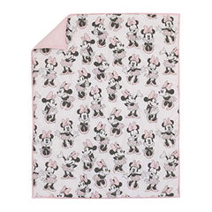 Disney Minnie Mouse 6 Piece Nursery Crib Bedding Set, Comforter, Two 100% Cotton Fitted Crib Sheets, Dust Ruffle, Baby Blanket, Changing Pad Cover, Pink, Grey & White (4692612)