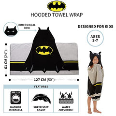 Franco Kids Bath and Beach Super Soft Cotton Hooded Towel Wrap, 24 in x 50 in, Batman