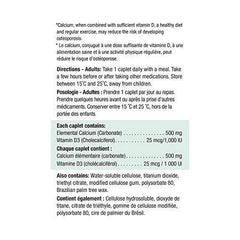 Calcium Vitamin D3 1,000 IU Caplets, 500 mg