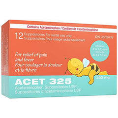 ACET Suppository for Fever & Pain 325mg - Fever Reducer Suppositories for Children (4-12 Years) - Comfortable & Safe Acetaminophen Suppository - For Rectal Use Only