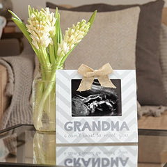 Little Blossoms Grandma I Can't Wait to Meet You Chevron Sonogram Frame, Gray & White