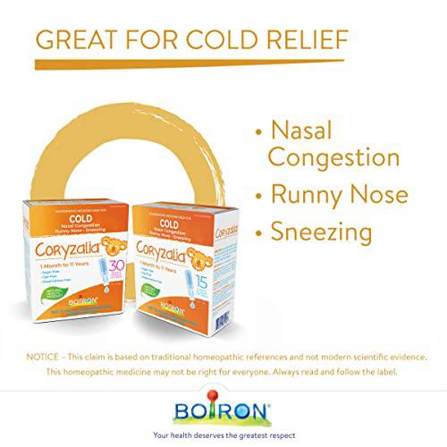 Boiron Coryzalia, 30 Doses. Baby Cold Relief Drops for Sneezing, Runny Nose, and Nasal Congestion, Non-drowsy, Sterile Single-use Liquid Oral Doses, 30 Count (Pack of 1) - Zecoya