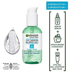 Garnier Green Labs Hyalu-Aloe Super Hydrating 3-In-1 Serum Gel, With Hyaluronic Acid + Aloe Vera, Moisturizes and Hydrates Skin, Fragrance-Free, For All Skin Types Including Sensitive Skin, 72 ml