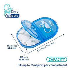 EZY DOSE Pet Pill, Medicine, Vitamin Organizer Box | 2 Times a Day, AM PM for Cat | Travel Sized | Transparent Lids, Blue