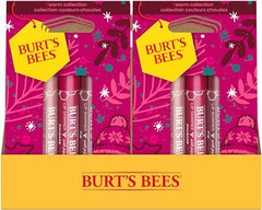 Burt's Bees Kissable Colour Gift Set, Holiday Gift, Warm Collection, 3 Lip Shimmers in Peony, Rhubarb and Fig