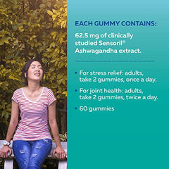 Nature's Way Less Stress Gummies – Clinically Studied Ashwagandha Supplement for Adults – Help to Reduce the Symptoms of Stress – Natural Mixed Berry Flavour, 60 Gummies