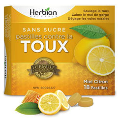 Herbion Naturals Sugar-Free Cough Lozenges with Natural Honey-Lemon Flavour, 18 Lozenges - Relieves Cough, Clears Nasal Congestion, Soothes Sore Throat; For Adults and Children 12 years and above