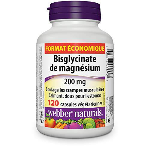 Webber Naturals Magnesium Bisglycinate 200 mg, 120 Capsules, Supports Bone and Muscle Functions, Vegan - Zecoya