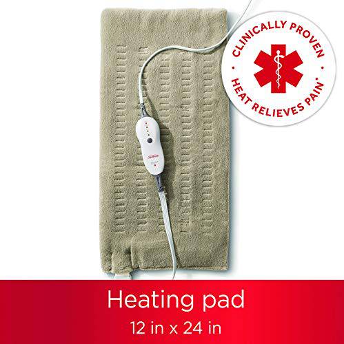 Sunbeam Premium King Size Heating Pad with Compact Storage, Moist Integrated Heating Pad for Pain Relief, Beige