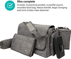 bblüv - Ültra - Large Capacity Diaper Bag, Multi-Function (Heather Gray)