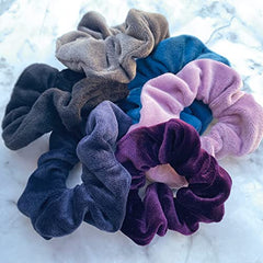 Scunci 6pc Velour hair scrunchies, assorted Rich Dark Colours