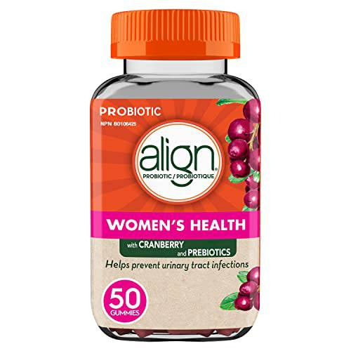 Align Women's Health Prebiotic + Probiotic Gummies, Helps Prevent Urinary Tract Infections, #1 Doctor Rcommended Probiotic Brand*, Cranberry Flavoured, 50 Count