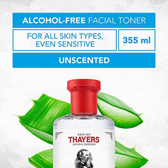 THAYERS Alcohol-Free Witch Hazel Unscented Face Toner Skin Care with Aloe Vera, Natural Gentle Facial Toner, for All Skin Types, Duo Pack (2 x 355mL)