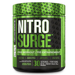 NITROSURGE Pre Workout Supplement - Endless Energy, Instant Strength Gains, Clear Focus, Intense Pumps - Nitric Oxide Booster & Preworkout Powder with Beta Alanine - 30 Servings, Green Apple