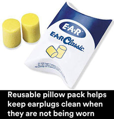 3M Ear Plugs, 200 Pairs/Box, E-A-R Classic 310-1001, Uncorded, Disposable, Foam, NRR 29, For Drilling, Grinding, Machining, Sawing, Sanding, Welding, 1 Pair/Pillow Pack