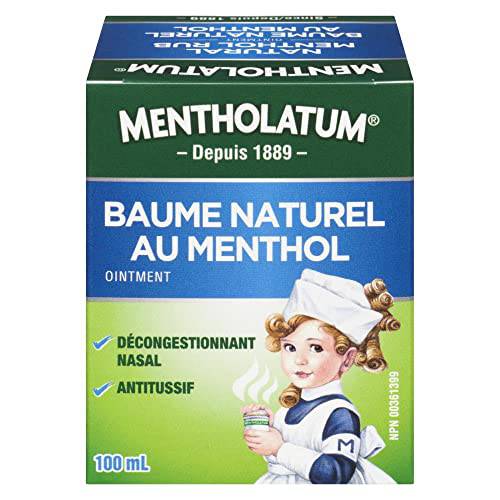 Mentholatum Natural Menthol Rub Ointment, Vapourizing Rub, Cough Suppressant & Nasal Decongestant, 100ml