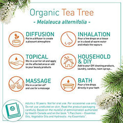 Puressentiel Tea-Tree Organic Essential Oil - Used in aromatherapy to help treat acne and pimples - 100% pure and natural - 10ml, 0.34 Fl Oz