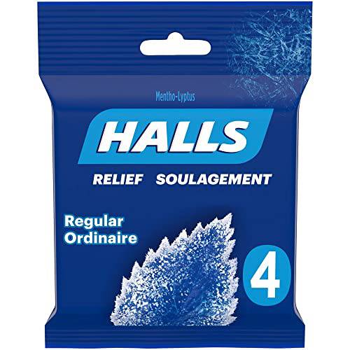 HALLS Regular Cough Drops, 9 Count, 4 Packs