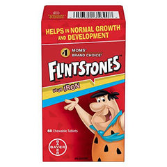 FLINTSTONES Plus Iron Chewable Multivitamin for Kids, Helps with Normal Growth and Development, 60 Chewable Tablets