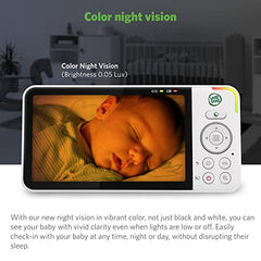 LeapFrog LF915HD Video Baby Monitor with 5” 720p HD LCD Display, 360° Pan & Tilt with 8X Zoom Camera, Color Night Vision, Night Light, Two-Way Intercom, Smart Sensors