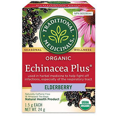 Traditional Medicinals Organic Echinacea Plus Elderberry Herbal Tea, 16 Bags (Pack of 1)