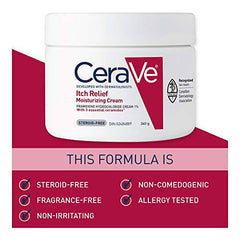 CeraVe Itchy Skin Relief Unisex Moisturizing Cream. For Dry & Eczema-prone skin. Anti-itch cream for minor irritations, insect bug bites, sunburn relief & scrapes. With Pramoxine, Fragrance Free, 340g