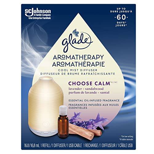 Glade Aromatherapy Diffuser & Essential Oil, Air Freshener for Home, Choose Calm Scent with Notes of Lavender & Sandalwood, 1 Count