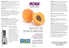 NOW Solutions Moisturizing Apricot Oil, 118mL