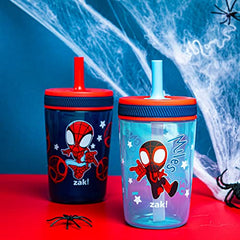 Zak Designs Marvel Spider-Man Kelso Toddler Cups for Travel or at Home, 15oz 2-Pack Durable Plastic Sippy Cups with Leak-Proof Design is Perfect for Kids (Spidey and His Amazing Friends)