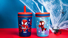 Zak Designs Marvel Spider-Man Kelso Toddler Cups for Travel or at Home, 15oz 2-Pack Durable Plastic Sippy Cups with Leak-Proof Design is Perfect for Kids (Spidey and His Amazing Friends)