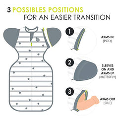 bblüv - Sleëp - Transition Zipper Swaddle Sack With Removable Sleeves -Arms Up Swaddle For Newborns And Infants Large